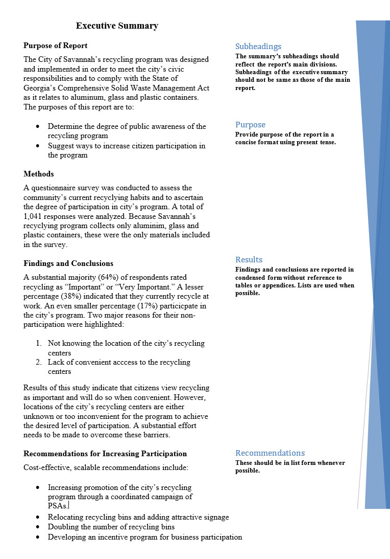 executive summary apa format example